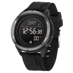 BIEWO Montre de sport militaire pour homme, num&eacute;rique, &eacute;tanche 5 ATM, montre de fitness avec boussole, m&eacute;tronome, compteur de calories, chronom&egrave;tre, compteur de course, en silicone noir, bracelet (BIEWO, neuf)