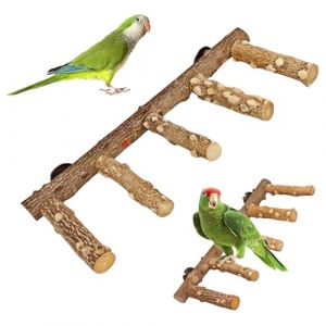 GOEDCH Oiseau en Bois Naturel Échelles: Perchoir à Oiseaux Étagé, Échelle de Ciel de Perroquet, Perchoir en Bois Naturel pour Perroquet pour Perroquets de Petite, Hamster, Perruches, Calopsittes (VENIZELOU-EC, neuf)