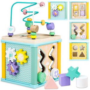 Airlab Cube Activité Bebe 1 an, Cube Motricité Bebe 1 an, Jeux Montessori 1 2 3 4 Ans, Jouet en Bois Bebe Enfant 1 2 Ans, Cadeau Anniversaire Pâques Halloween Noël pour Fille Garçon 18 Mois (Airlab, neuf)
