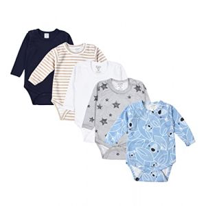 TupTam Body B&eacute;b&eacute; Gar&ccedil;on &ndash; Lot de 5 Bodies B&eacute;b&eacute; &agrave; Manches Longues, Coton OEKO-TEX, Bodies B&eacute;b&eacute; 0-3 Mois, Mix de couleurs 6, 86 (LotteStyle, neuf)