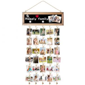 Pele Mele Photo Mural, Porte Photo Mural avec Tableau Et 30 Clips en Bois, Cadre Photo Pele Mele Mural pour Photos, Cartes Postales, Peintures (NEXXABOLT TRADING LTD, neuf)