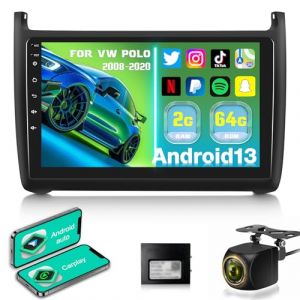 2G+64G Android 13 Autoradio pour VW Volkswagen Polo 2008-2020 avec sans Fil Carplay & Android Auto, 9 Pouces Ecran Tactile Autoradio avec WiFi/GPS/FM RDS/Bluetooth (annianxishangmaoyo, neuf)