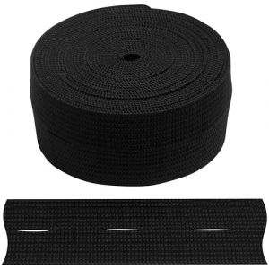 AERZETIX - C67389 - Elastique &agrave; boutonni&egrave;re plat 2 m - largeur 25 mm - couleur noir - en polyester et latex - confection mercerie couture v&ecirc;tements tissu ceinture pantalon tricotage (Tuning, neuf)