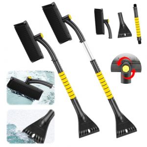 XLZJYIJ Grattoir à Glace et Brosse à Neige 3 en 1, Brosse à Neige avec Rotation à 360, Grattoir à Glace pour Voiture avec Balai, Grattoir à Neige à Manche Télescopique pour Voitures Camions (RJDJ LT, neuf)