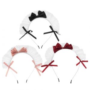 LALADEFIEE Lot De 3 Bandeaux &Agrave; Accessoires Pour Cheveux Bandeaux Ruban Blanc Coiffe De Soubrette Lolita Accessoires De F&ecirc;te Lolita Bandeau Serre-De (Yowanr, neuf)