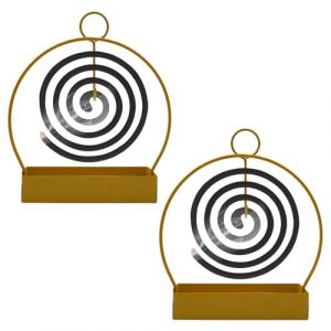 pangutheos 2 Pièces Support Spirale Anti Moustique, Fer Support Bobine Anti Moustique avec Anneau de Suspension Porte Spirale Anti Moustique, Créatif et Simple pour Maison Extérieur Bureau (Rond) (Pangutheos, neuf)