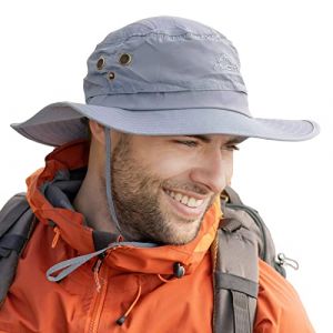 Comhats Chapeau de soleil large pour homme XL - XXL, chapeau de plage &agrave; large bord UV pour safari pour l'&eacute;t&eacute;, randonn&eacute;e, p&ecirc;che, marche, imperm&eacute;able et coupe-vent 60-66cm, gris, Large/X-Large (TOP-EX Hats, neuf)