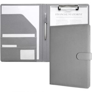 Mymazn Porte Documents A4, Document Porte Folio Pochette Porte Document Pu Cuir Porte Bloc A4 Range Documents Trieur Organiseur Portfolio Planchettes Porte-formulaires (Gris) (hakunahakuna, neuf)