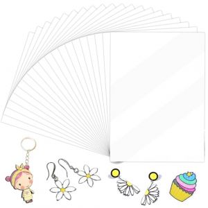 20 Feuille Plastique Fou A4 Plastic Fou, 20x29cm Papier Fou Thermorétractable, Plastique Fou Imprimable, Shrink Plastic Sheets, Plastique Fou Porte Clé, Plastique Dingue, Plastique Magique Mat (USMSXZS, neuf)