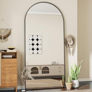 Koonmi 76 x 171 cm - Miroir Pleine Longueur Bomb&eacute; sur Pied avec Coins Arrondis pour le Salon et Dressing - Noir (KoonmiEU, neuf)