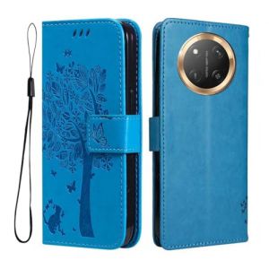 GOKEN Coque &Eacute;tui pour Honor Magic 7 Lite 5G / Honor X9c - Housse en Cuir Synth&eacute;tique et Silicone Souple, Rabat Magn&eacute;tique avec Porte-Carte, Antichoc, Portefeuille -Bleu (ALIDOU, neuf)