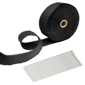 Bande Thermique Echappement 15m, Ruban Isolant Thermique Moto pour Collecteur d'Echappement, Bande Isolant Thermique pour d'Echappement de Voiture avec 15 Attaches de C&acirc;ble (aobang-eu, neuf)
