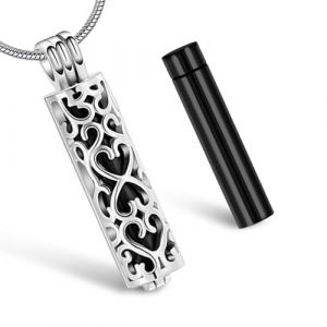 UICCVOKK Collier urne pour cendres d'animaux domestiques, m&eacute;daillon comm&eacute;moratif pour cendres humaines, bijoux pour cendres avec fiole cylindrique creuse, pendentif comm&eacute;moratif (B) (hengueg, neuf)