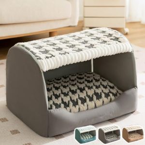 XIUWOUG Maison pour Chien Confortable, lit de chenil Chaud Pliable pour Chien/Chat, Maison intérieure pour Chien/Chat avec Coussin Amovible, Maison pour Chien d'intérieur,Gris,M (JOYStory, neuf)