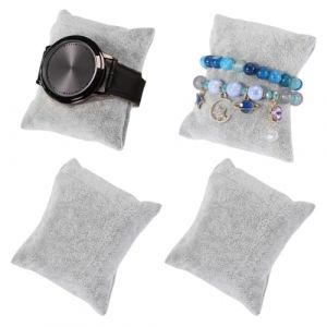 AFCJLTO 4 pi&egrave;ces Coussins en Velours pour Bracelet,Coussin pour montre coussin de pr&eacute;sentoir &agrave; bijoux coussin, pr&eacute;sentoirs pour Bijoux Coussin pour pr&eacute;sentation de bijoux, montres et bracelets(Gris) (JING DAYU, neuf)