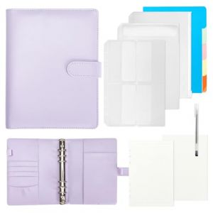 Classeur &agrave; anneaux rechargeable A5, poches de reliure, carnet de notes A5, carnet de notes avec poches de reliure, planificateur budg&eacute;taire, porte-documents pour notes scolaires, carnet de voyage (Liny-FR, neuf)