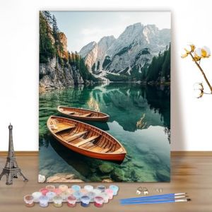 MEIYUDA Peinture par Numero Adulte Bateau, DIY Paysage Peinture Acrylique pour Adultes Débutants Facile sur Toile Avec Peintures et Pinceaux 40x50cm(sans Cadre) (JINBEIKANG, neuf)