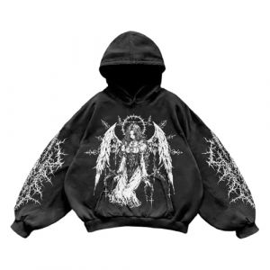 KBOPLEMQ Sweat &agrave; capuche t&ecirc;te de mort pour homme - Costume d'Halloween Y2K Harajuku - V&ecirc;tement gothique - Pull &agrave; capuche 3D - D&eacute;contract&eacute; - Manches longues - Hip Hop - Veste d'hiver gothique, S (VISNA, neuf)