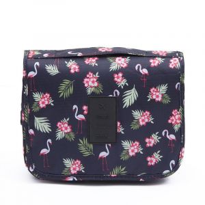 Trousse De Toilette Originale Femme Le-Globe-Trotteur Fleurs Bordeaux Pliable Imperméable Avec Poignée De Transport Pour Produits Beauté Et Douche (Flamant Noir) (PJSshop, neuf)