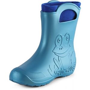 Ladeheid Bottes de pluie femme l&eacute;g&egrave;res imperm&eacute;ables en mousse EVA avec doublure chaude motif grenouille semelle antid&eacute;rapante poign&eacute;es faciles &agrave; enfiler LA-CA-12 (Bleu M&eacute;tallis&eacute;, 36/37 EU) (Hisert, neuf)