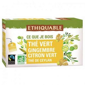 ETHIQUABLE - Th&eacute; Vert Gingembre Citron Vert 36G - Lot De 4 - livraison offerte (La Famille &agrave; Table! - LF&agrave;T!, neuf)