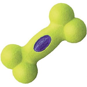 KONG - AirDog Squeaker Bone - Jouet couineur rebondissant en feutre à rapporter, Matériau de Balle de Tennis - Pour Chien Taille Moyenne (Clearly Authentic, neuf)