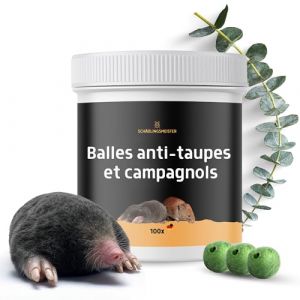 R&eacute;pulsif anti-taupes et campagnols &ndash; 100 boules &ndash; Parfum citron eucalyptus &ndash; Biod&eacute;gradable &ndash; Efficace contre les taupes et les campagnols &ndash; Fabriqu&eacute; en Allemagne (Panteer, neuf)