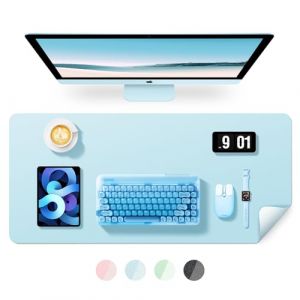 BUBM Sous-main de bureau 120x60cm, tapis de souris en cuir premium, sous-main de table antid&eacute;rapant, tapis de souris multifonctionnel pour bureau, accessoire de bureau pour bureau et home office (Bleu (Y&middot;CC9-EU, neuf)