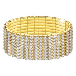 Kucheed Bracelets Extensibles en Strass, Bracelet Rivi&egrave;re en Diamants &Eacute;tincelants, Bijoux de Mariage Empilables en Cristal Brillant pour Femm (A1) (ChiChiEU, neuf)