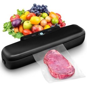 MeteMake Machine &agrave; emballer sous vide automatique pour aliments, scellage sous vide One Touch pour la conservation des aliments secs et humides, machine &agrave; emballer sous vide compacte (Noir) (The Gift Central, neuf)