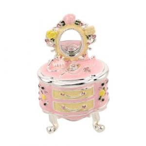 LIFKOME Bo&icirc;te &agrave; Bijoux Vintage &Eacute;maill&eacute; avec Miroir Petit Coffret Victorien pour Bijoux et Accessoires Organisateur &Eacute;l&eacute;gant pour Collier Bague et Boucles Doreilles D&eacute;coration de Commode (Yaeerang, neuf)