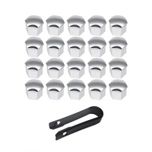 VSREI 20 Pièces Cache Ecrou 17mm Ecrou Couvre - Cache Boulon Ecrou Couvre avec Outil Demontage Écrou de Bouchon à vis de Moyeu de Pneu pour Voitures Capuchon de Protection de Ecrou (Argenté) (PhoebeMark, neuf)