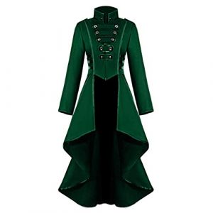 Beokeuioe Steampunk Veste pour femme Steampunk gothique &agrave; manches longues Manteau &eacute;l&eacute;gant Blazer de smoking pour femme Vintage Punk R&eacute;tro Manteau Mi-long Costume Cosplay Uniforme ann&eacute;es 70, A2 vert., (Rigyehko, neuf)