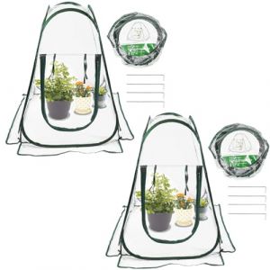 HH-LIFE 2 Pièces Petit Serre de Jardin Mini Pop up Serre Protection Plantes Tente Fleur Abri Backyard Balcon Terrasse Serres de Culture en PVC pour Intérieur ou Extérieur 70x70x80 cm (HH-LIFE, neuf)