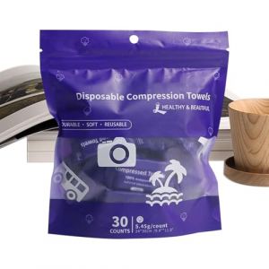 Paquet en vrac de serviettes compress&eacute;es - 30 comprim&eacute;s de gants de toilette jetables pour le visage | Mini serviettes absorbantes douces en fibres de coton, lingettes nettoyantes de voyage compactes, (Networkt, neuf)