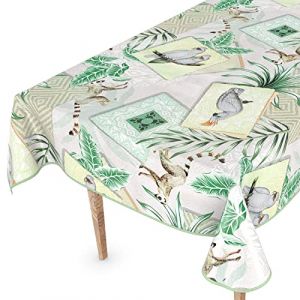 Nappe en toile cir&eacute;e - Lavable, rectangulaire, ronde, ovale, avec ourlet, motif exotique - 180 x 120 cm (anrotradegmbh, neuf)