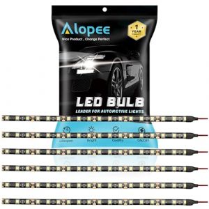 ALOPEE - Lot de 6 30CM 11.8" Blanc 5050 18SMD LED DC 12V Bande étanche sous la Caisse pour Motos Bateau Atmosphère Décoration Lumière Bande Flexible Connectable (EU-AMAZENAR Global, neuf)