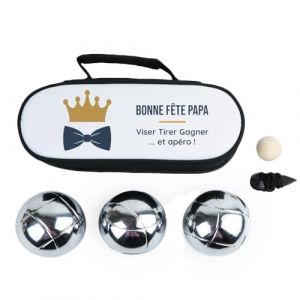 CADEAUX.COM - Sacoche Boule Pétanque Personnalisable - Sac Pétanque en Coton pour Boule de Petanque - Vendu Seul ou avec 3 Boules de Petanque - Cadeau Personnalisé - Cadeau Homme - Fête des Pères (MyGift Cadeaux personnalisés, neuf)