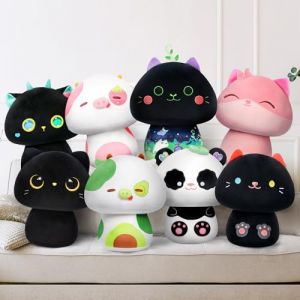 Mewaii Peluche Oreiller Kawaii Coussin pour bébé d‘Animaux Poupée Jouets Forme de Champignon et Confortable Coussins en Peluche pour Enfants 3 Ans et Plus?20CM,Chat à la Menthe? (OUOZZZ EUR, neuf)