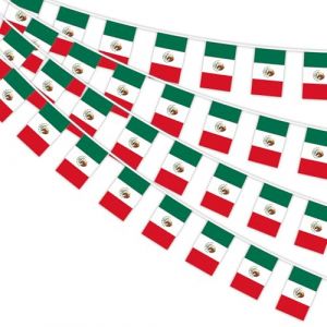 AhfuLife 10M Guirlande Drapeau Mexique, 2Pcs Banderole Mexicain, 30 Petit Drapeau Mexicaine pour Decor F&ecirc;te de l&rsquo; Ind&eacute;pendance Cinco de Mayo Coupe du Monde D&iacute;a de los Muertos Stade Bar Jardin (echoapple, neuf)