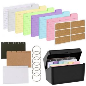 Jortmrd 258 Pièces Boîte à Fiches A7, avec 230 Fiches, 15 Index PP, 6 Cercles à Feuilles Mobiles, 6 éTiquettes en Pin, Boîte à Fiches Organisateur (FUKJLKSESOIR, neuf)