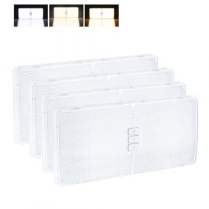 Kriogor 4Pcs 12V Lumi&egrave;res Int&eacute;rieure &agrave; LED Lampe Eclairage, Plafonnier LED RV 192 LED avec Interrupteur, 1800LM r&eacute;glable RV de Toit de Lampes pour Camping-Car, Bateau, Caravane, 3000-6000K (Kriogor EU, neuf)