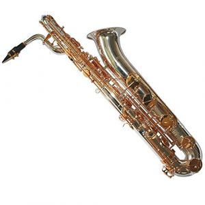 Karl Glaser Saxophone Baryton, plaqué argent laiton rabats, avec étui (Firma Bettina Springer, neuf)