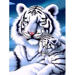 Bimkole 5D Diamond Painting DIY Kits Tigre Blanc, Animaux Broderie Diamant Kits De Broderie Au Point De Croix Strass Rond Résine Peinture Décor à La Maison 30X40 cm (Bimkole FR, neuf)