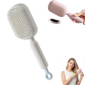 Peigne massant &agrave; coussin r&eacute;tractable, brosse &agrave; cheveux antistatique, brosse autonettoyante &agrave; poils r&eacute;tractables, peigne nettoyant doux, outils de coiffure (White) (LE FAN-EU, neuf)