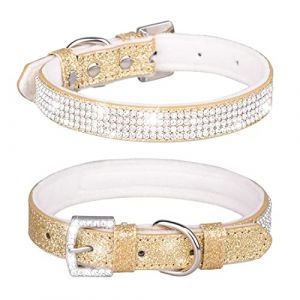 Yiwong Collier Chat et Chien en Strass Brillant, Collier pour Chiens et Chats avec Strass, Collier pour Chien Bling avec Strass Scintillants en Laine Cor&eacute;enne (YIWONG, neuf)
