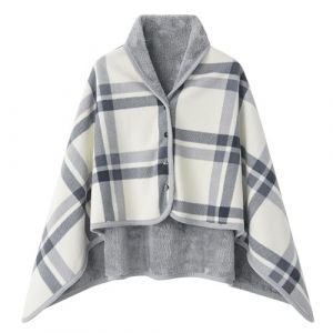 NaLatia Femme Poncho Polaire Plaid Ch&acirc;le Polaire Cape Chaud d'hiver avec Boutons Couverture &agrave; Carreaux (GUnakd, neuf)