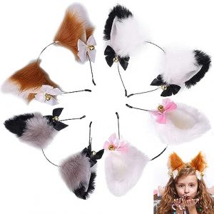 Smavles Oreille de Chat Serre Tete Cosplay 4 Pi&egrave;ces Chat Oreille Bandeau Cheveux Hoop Oreilles de Renard Bandeau Serre-T&ecirc;te Oreilles de Chat pour Costume de Cosplay d&rsquo;Halloween Cosplay de F&ecirc;te (Smavles, neuf)