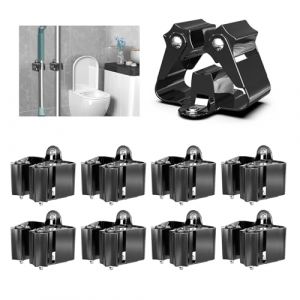3-H Accroche Balai Mural 8 Pi&egrave;ces, Porte Balais Mural en Acier Inoxydable, Support Balais Mural pour Salle de Bain, Garage, Jardin, Buanderie, Cuisine,Noir (IGLAMOUR STORE, neuf)
