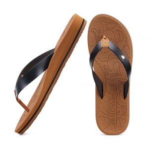 ONCAI Tongs Femme Mode Orthopédique Cuir Soutien Arche Yoga Mat Eté Plage Sandales Thong Femme Semelles en Caoutchouc Flip Flops piscine chaussures Douche Antidérapante Semel Noir/kaki Taille 43 (ONCAI HZTH, neuf)
